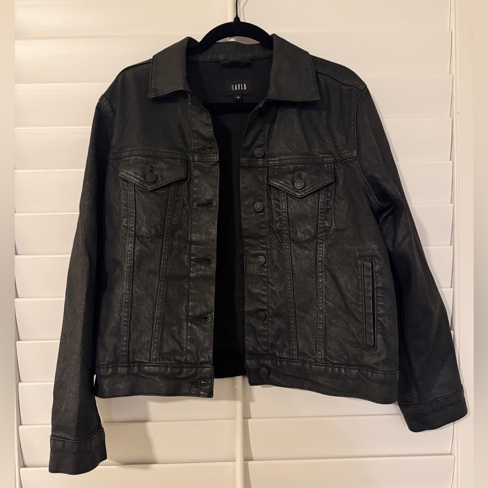 Rails Black Coated Denim Jacket - M